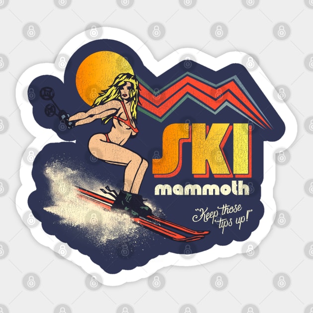 Ski Mammoth 70s/80s Retro Souvenir Style Skiing Sticker by darklordpug